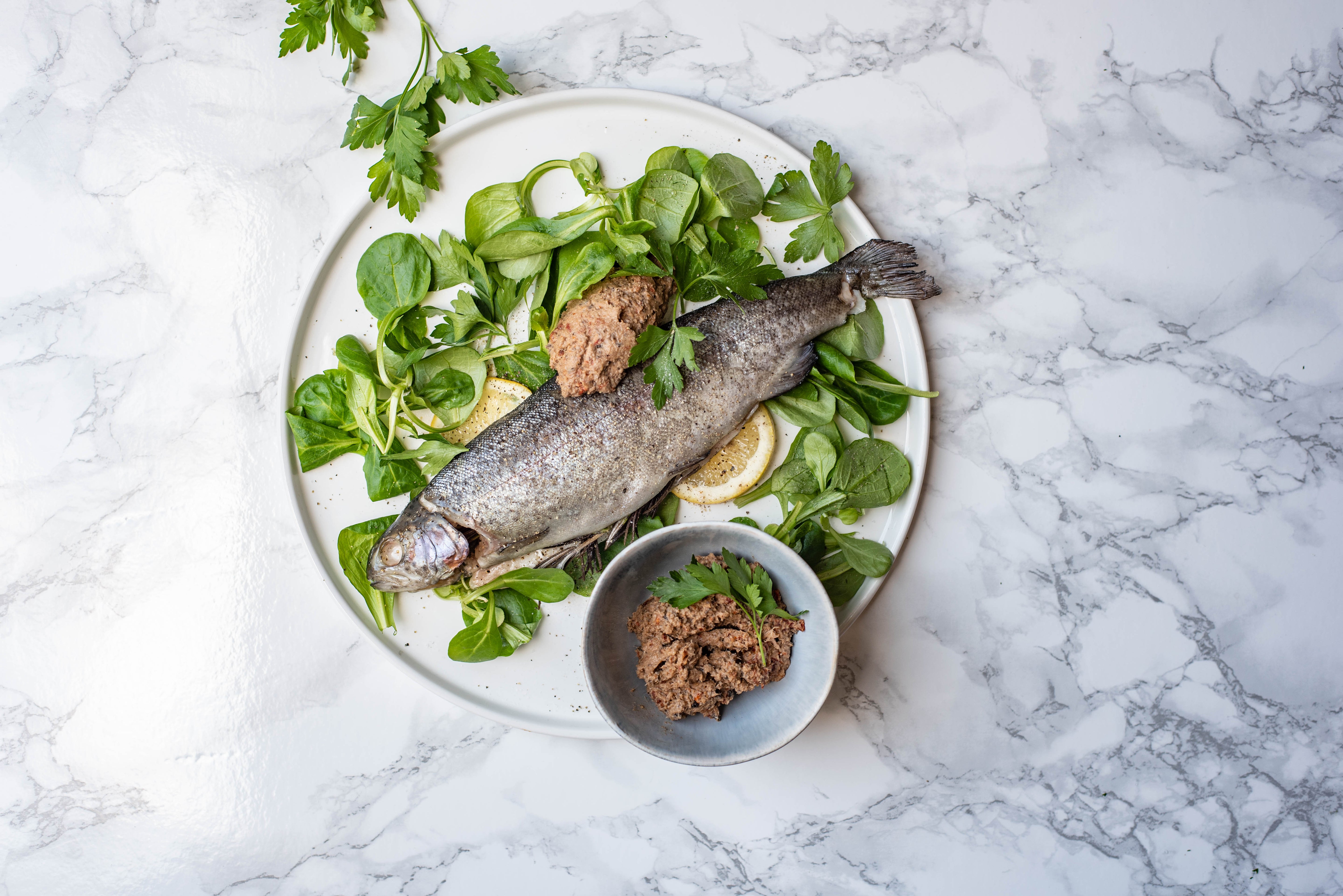 Gestoomde forel met tonijn tapenade