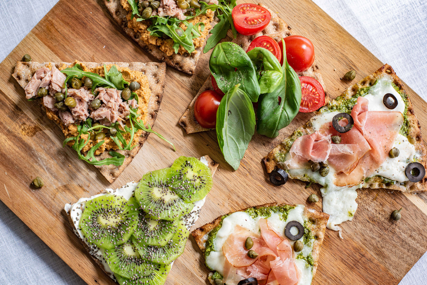 Pizzacrackers met vier toppings