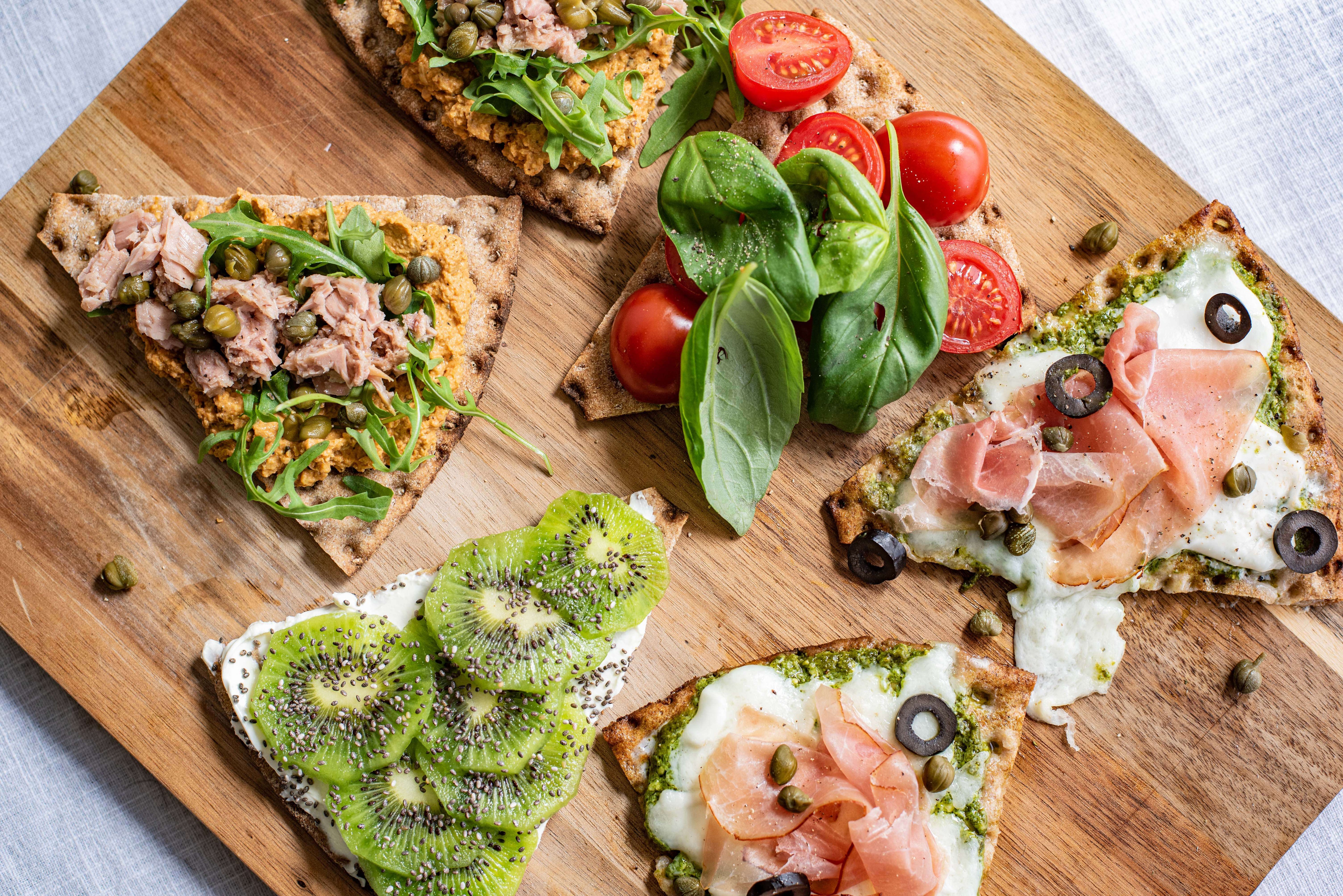 Pizzacrackers met vier toppings