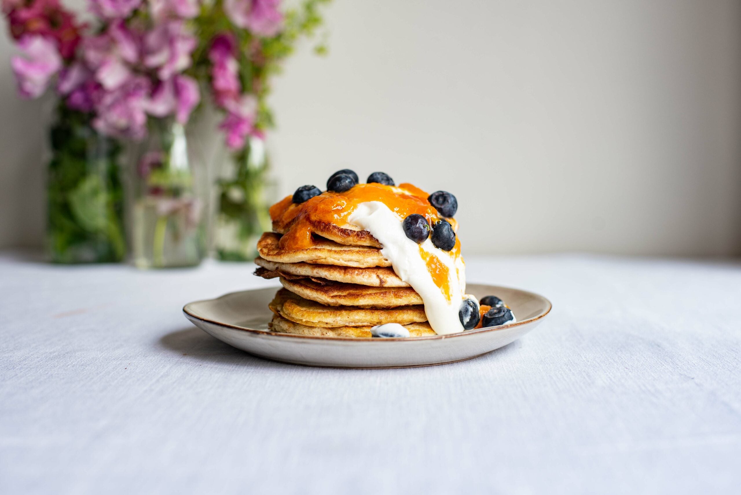 Pancakes met abrikozenspread