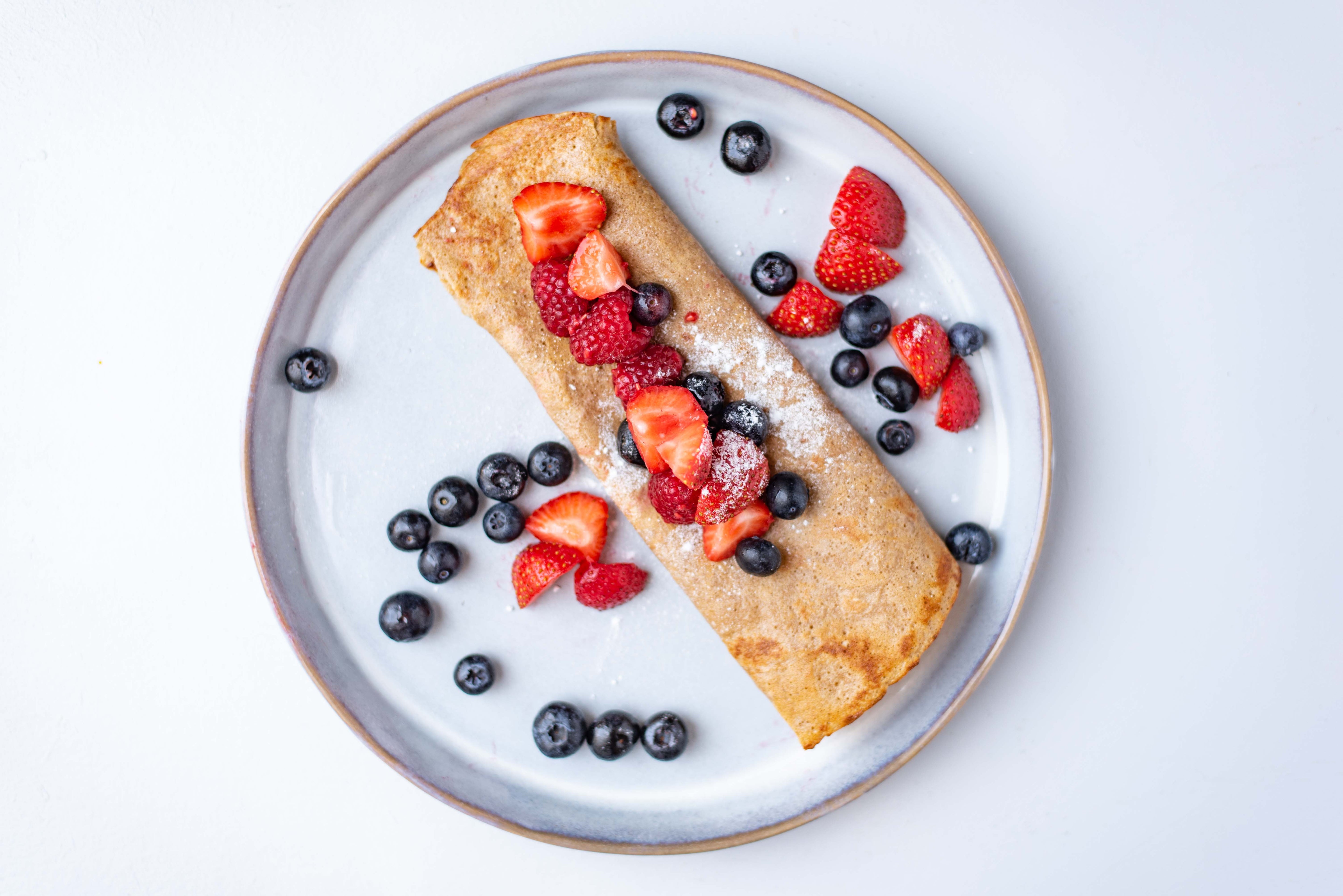 Havermout pannenkoekje met blauwe bessen