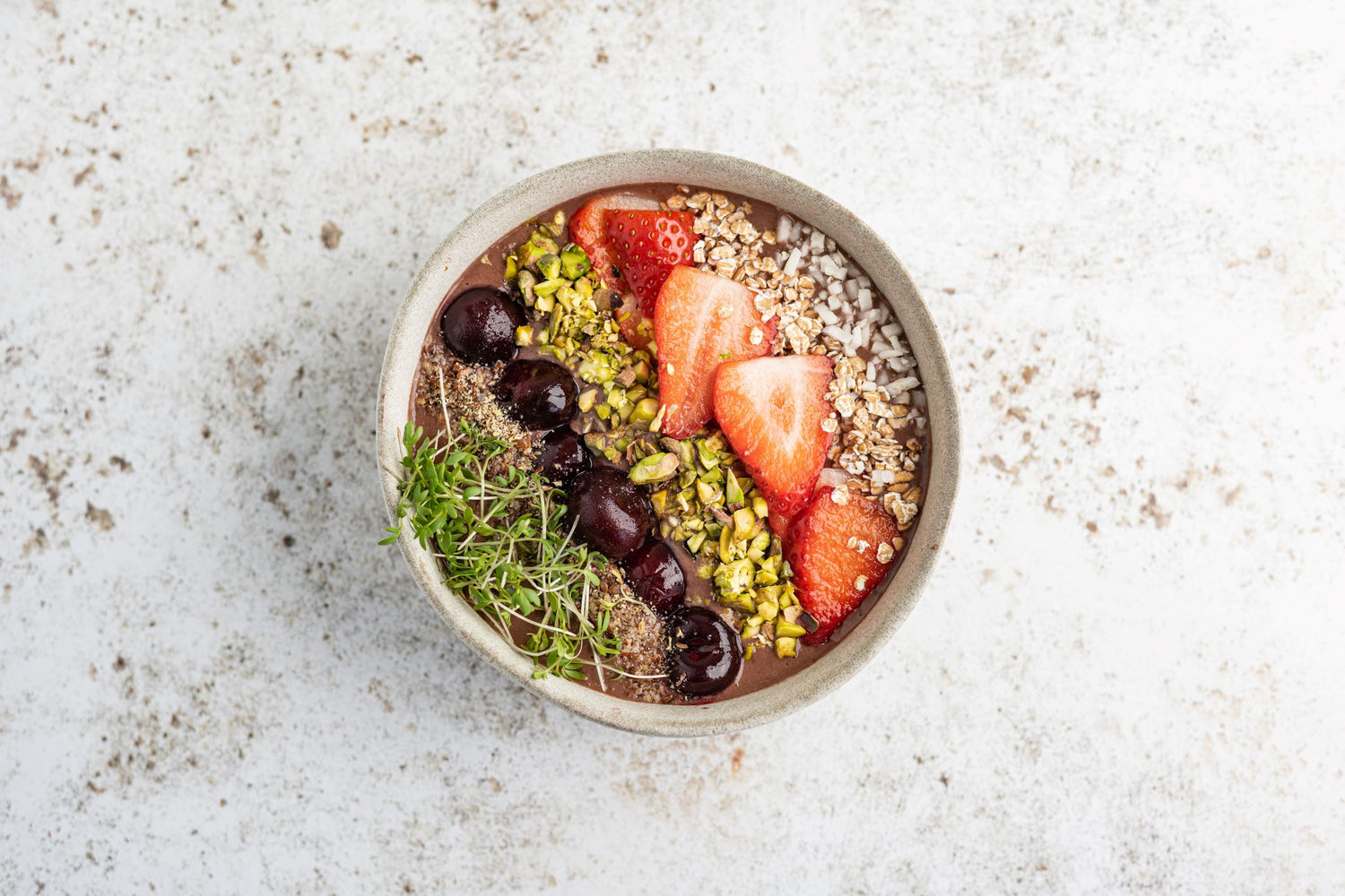 Kersen-bloemkoolsmoothiebowl  