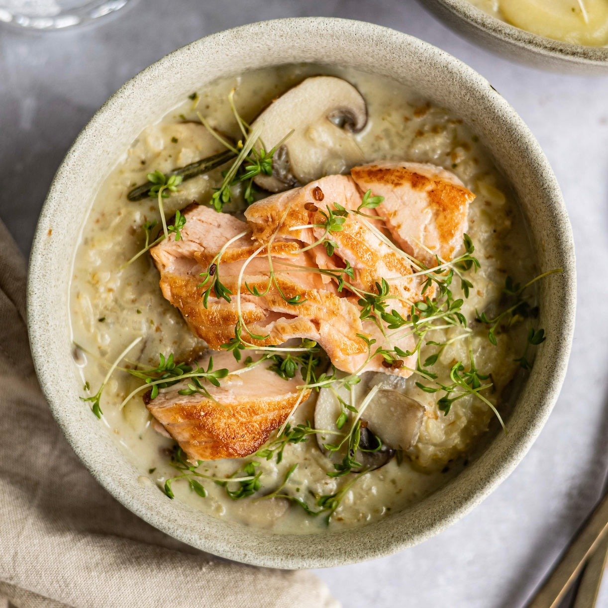 Rijstsoep met zalm