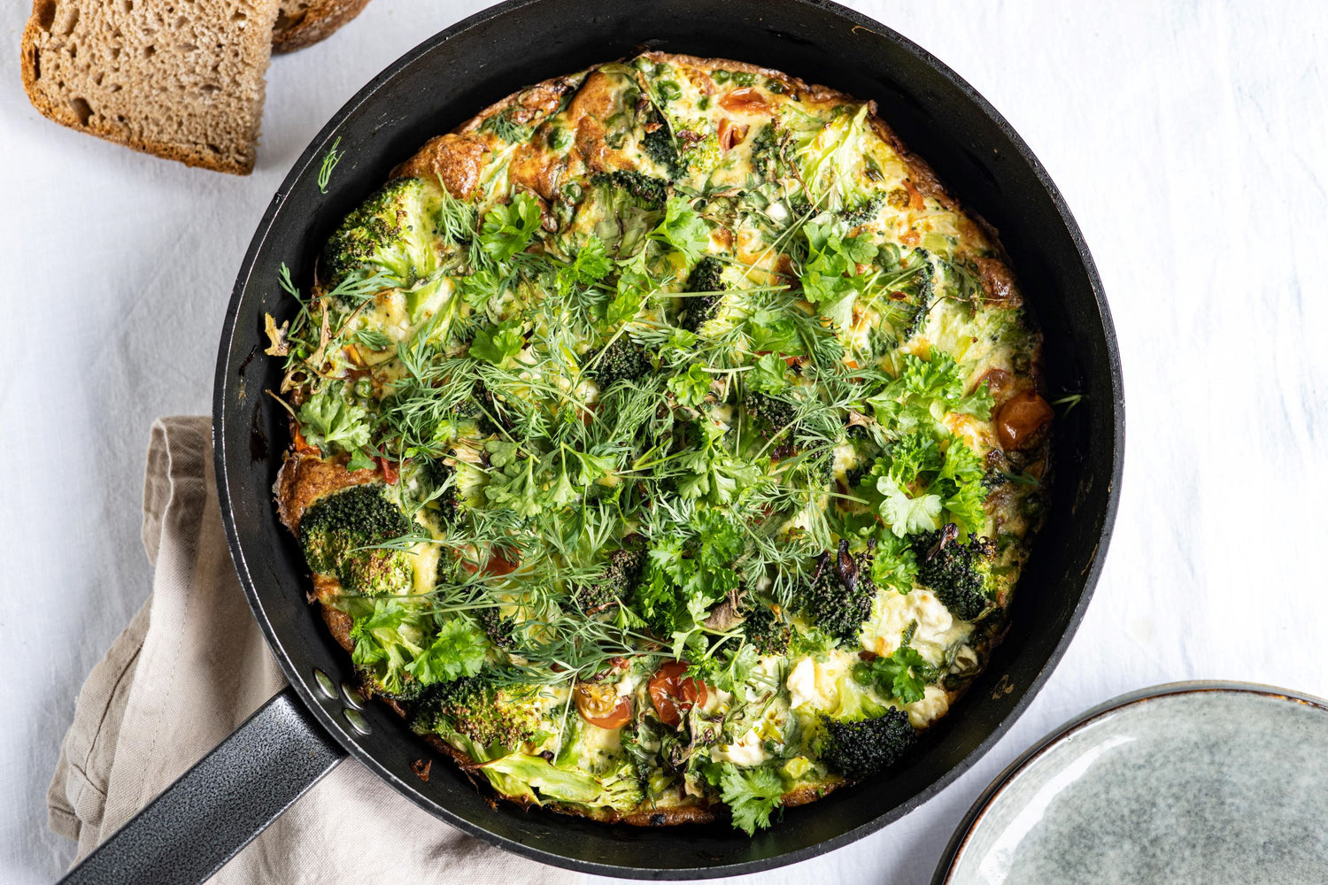 Frittata met broccoli en doperwten