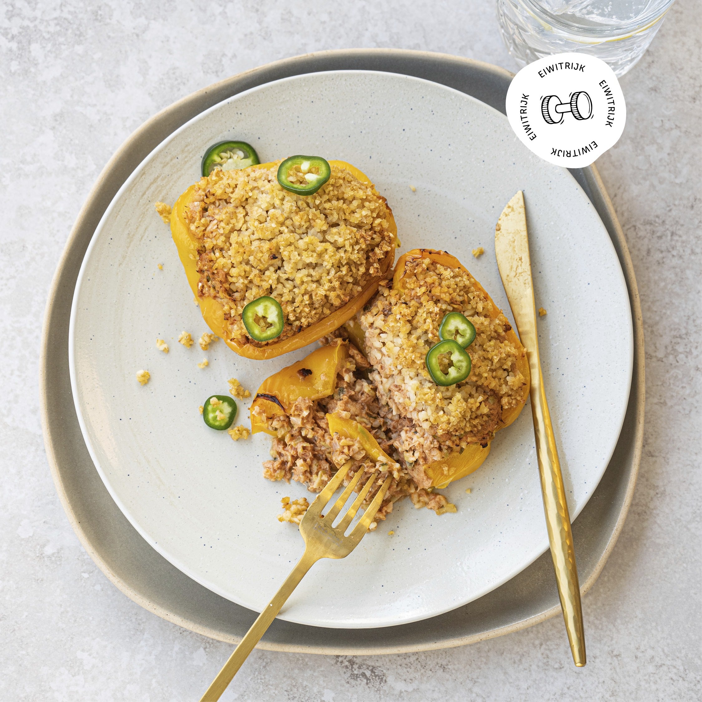 Gevulde paprika met bulgur en tuna melt